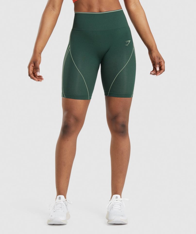 Women\'s Gymshark Apex Seamless High Rise Shorts Green | NZ 0NSKVT